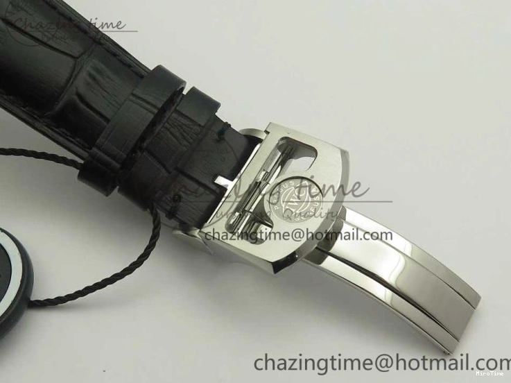 MIROTIME 0331 Upgraded Portuguese Flying Tourbillon SS White Dial 2 Sub Dials on Black Leather Strap 7161